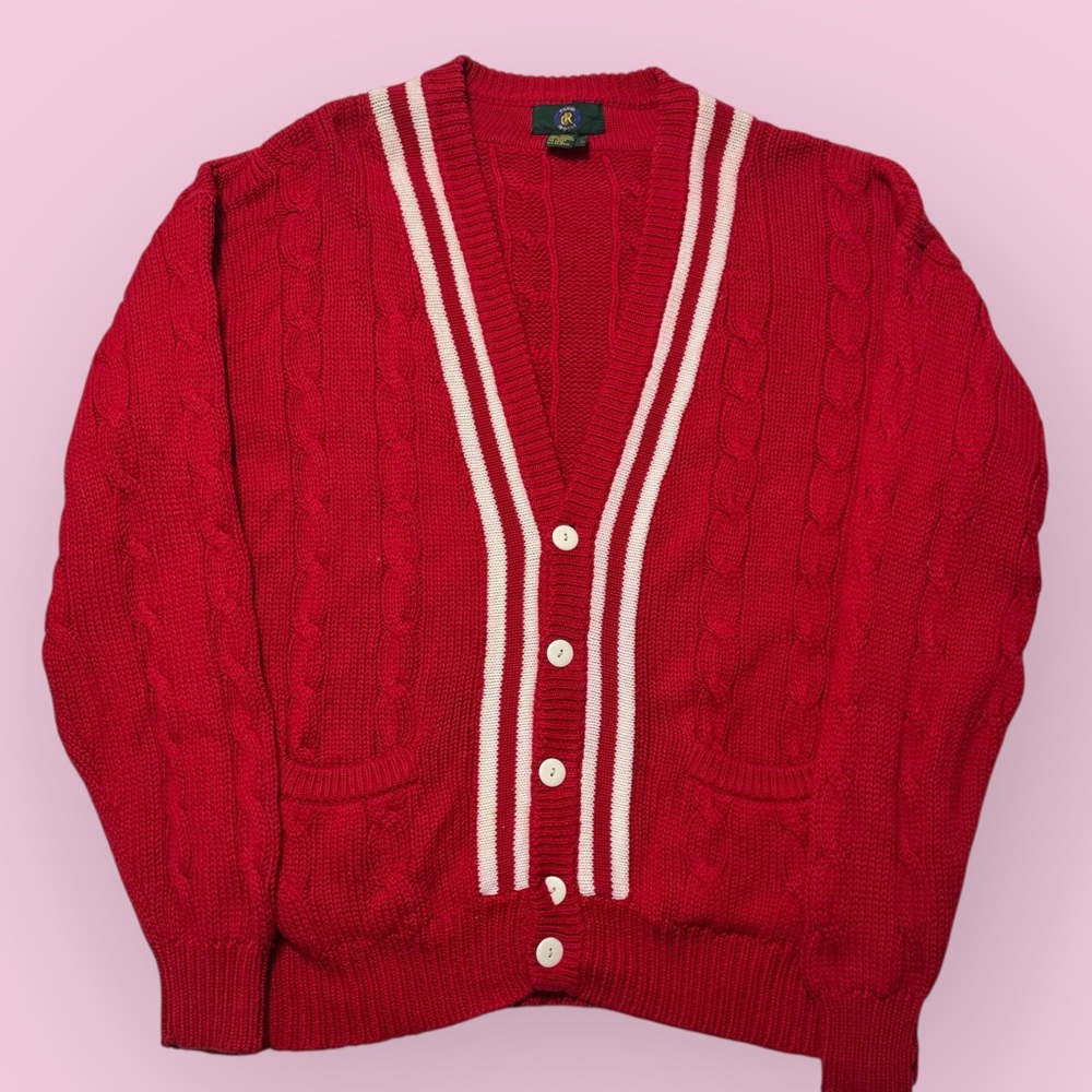 Vintage 80’s Thick Knit Red Cardigan